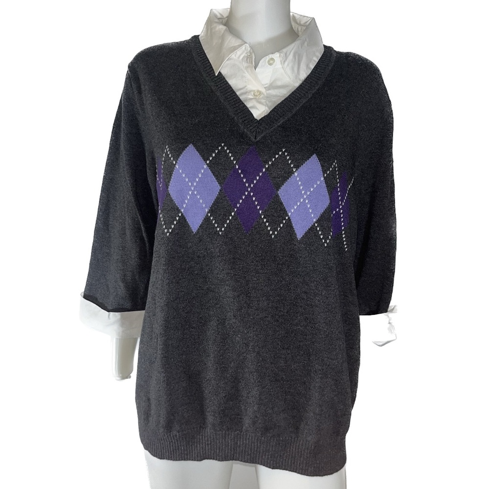 Karen Scott womens sweater with attached collar size XL
